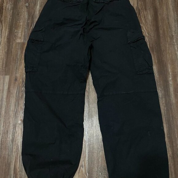 Zara DNWR Stretch Cargo Pants Black Size S Drawstring Waist Pockets - Picture 4 of 6